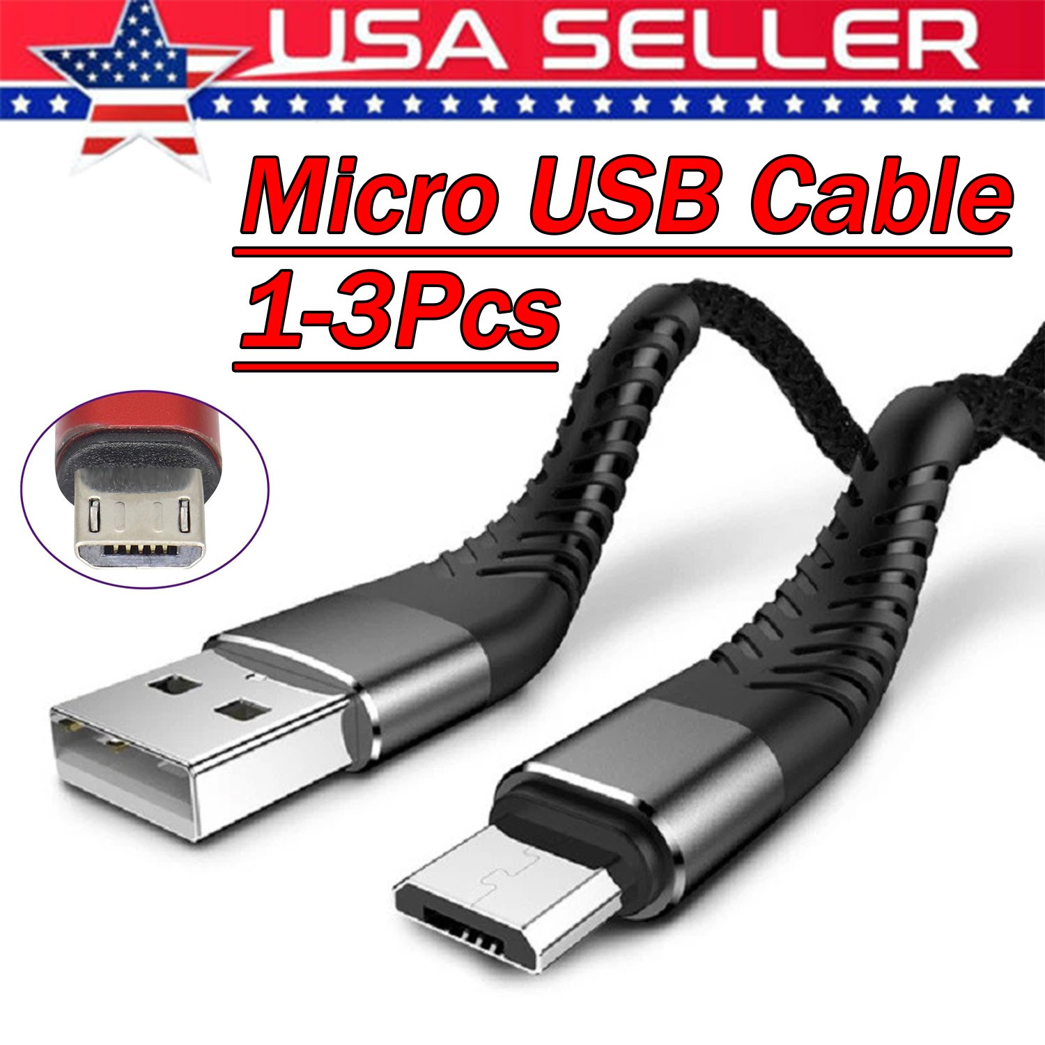Heavy Duty Micro USB Fast Charger Data Cable Cord For Samsung Android HTC LG Lot