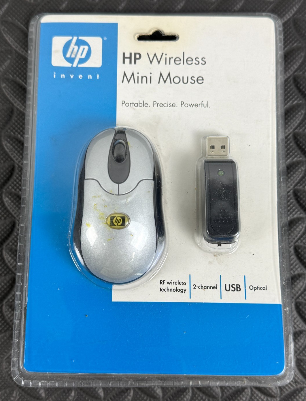 HP Wireless Mini Mouse NIP Mini USB RF Receiver Vintage 2005 Still Sealed Travel