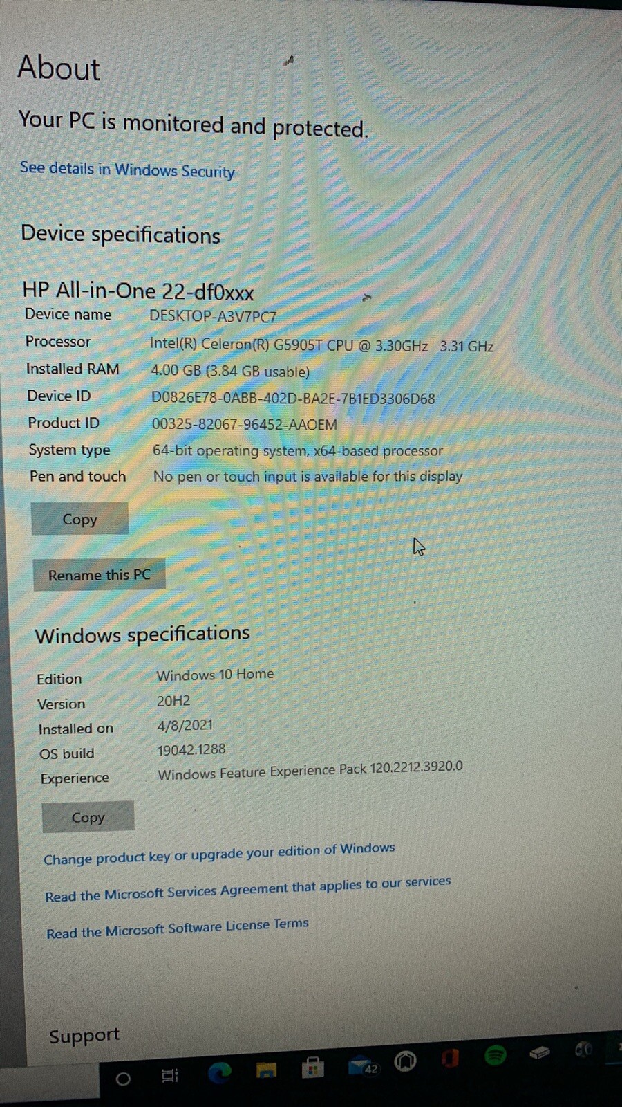 HP 22-DF0013W 21.5" (256GB SSD, Intel Celeron G5900T, 3.20GHz, 4GB RAM)...