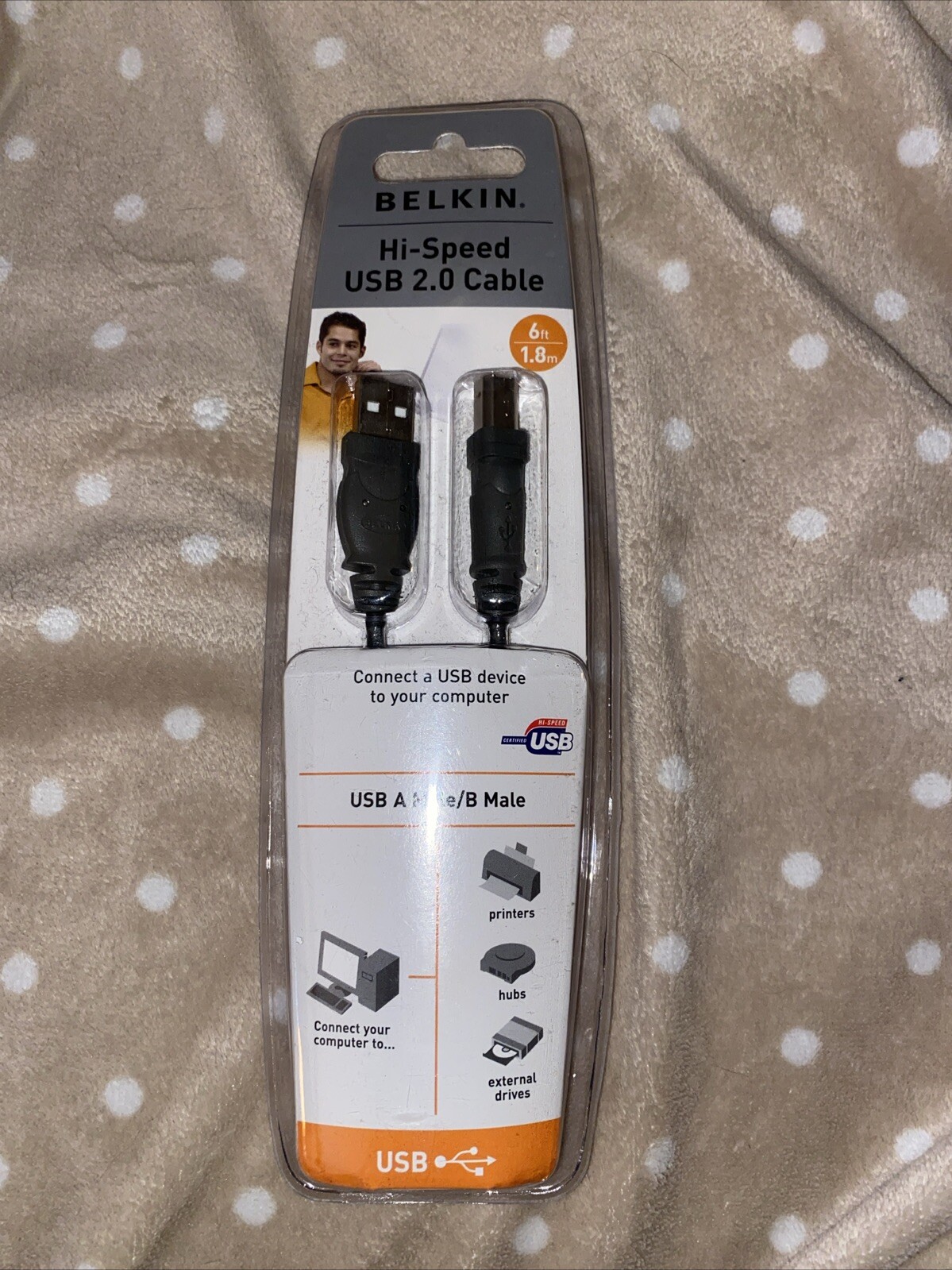 Genuine Belkin Hi-Speed 2.0 USB A Male/ B Male 10ft 3m Cable NEW Unopened 