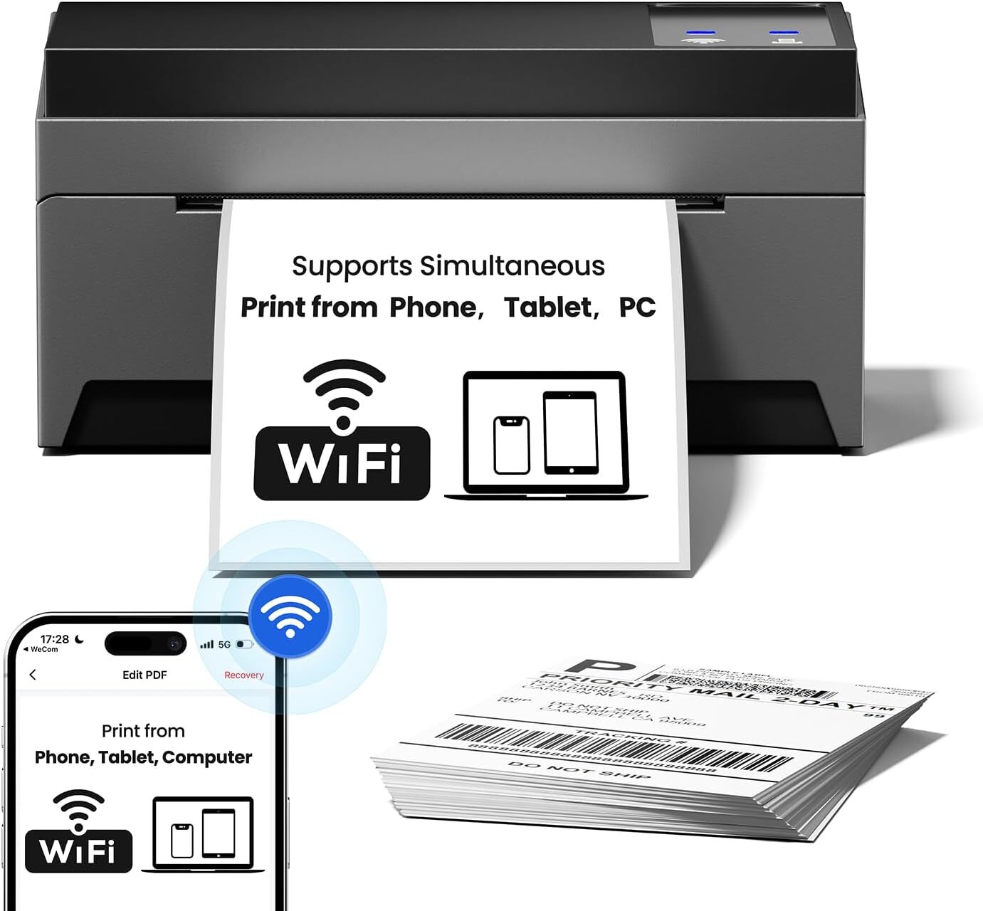 Phomemo PM-249 4x6 Wifi Shipping Label Printer Thermal Printer Label Printer US