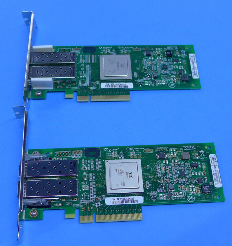 (LOT OF 2) Qlogic QLE2562 Dual Fiber Network Card Dell MFP5T