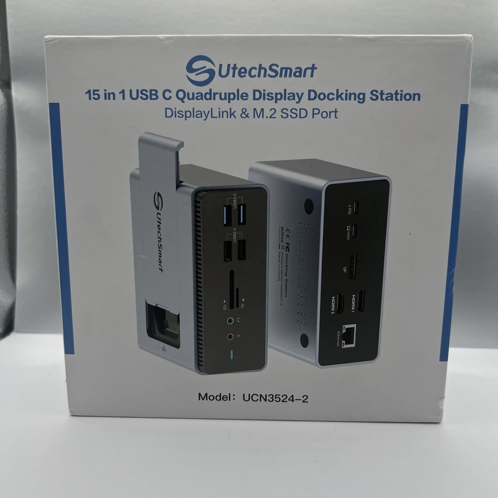 Docking Station, UtechSmart 15 in 1 Full Quadruple Display USB C (E3)