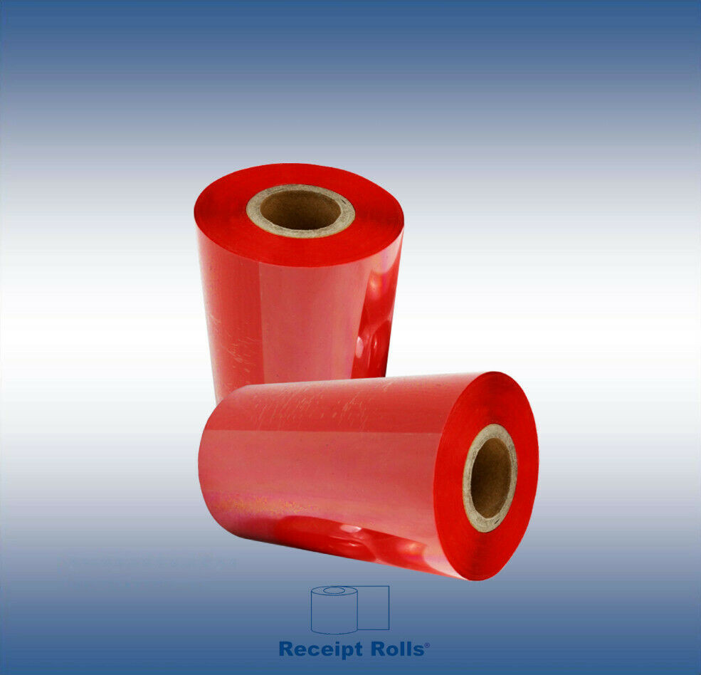 4.33'' x 984' (110mm x 300m) RED Thermal Transfer Ribbons (24) Wax Resin Zebra