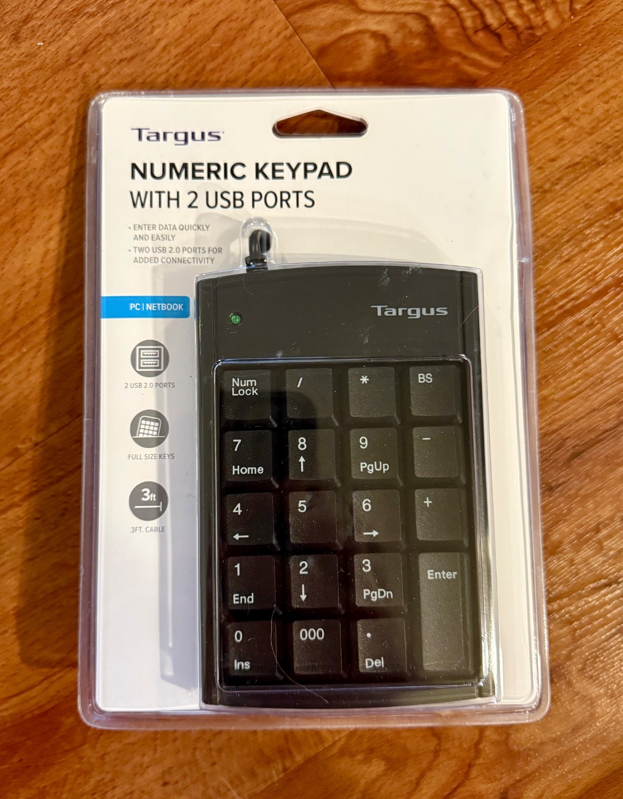 Targus Numeric Keypad USB with 2-port Hub 19 Key Full Size PAKP004B - New Sealed
