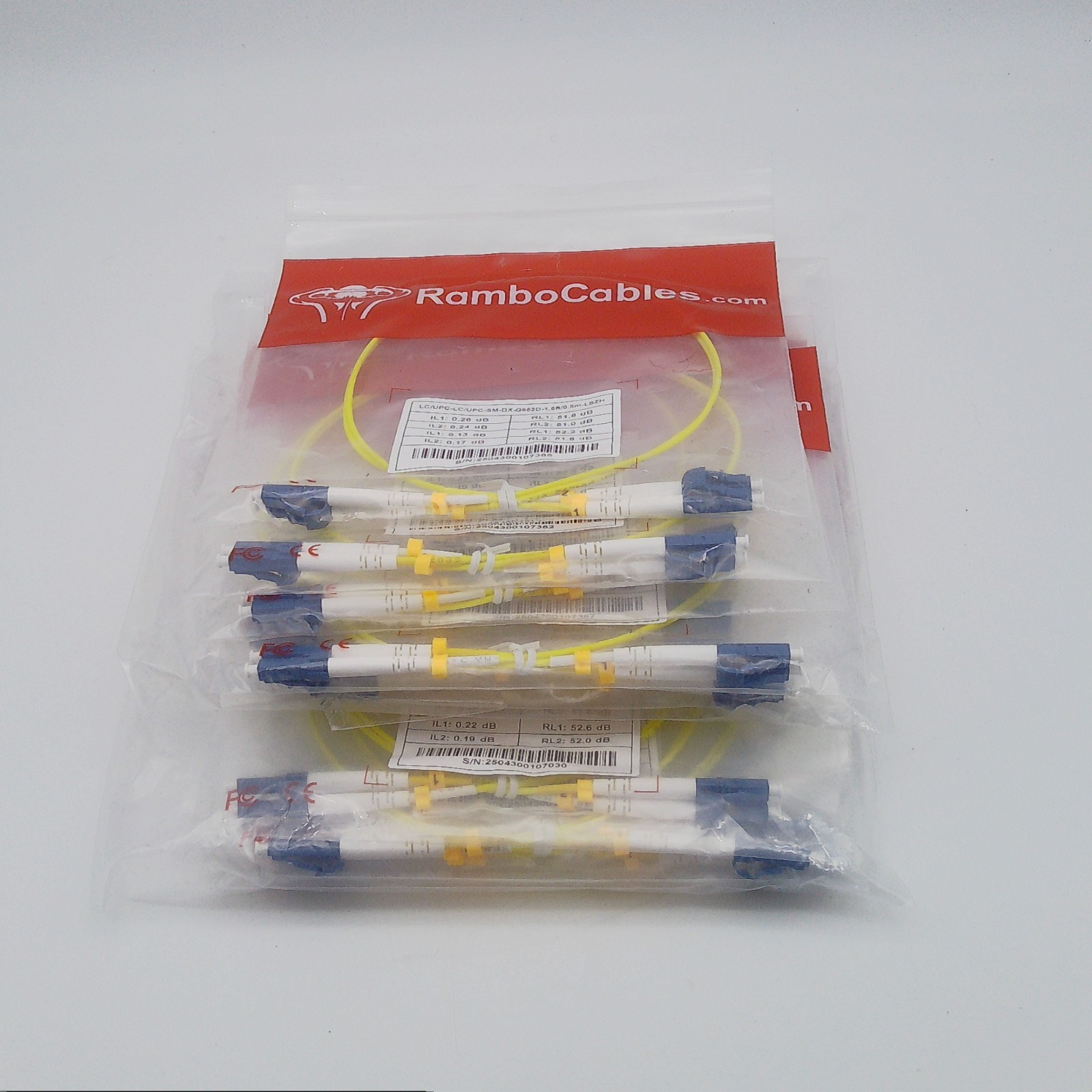 12 Pack OS2 LC to LC Single Mode Fiber Patch Cables 1.6ft/0.5m 10G Duplex