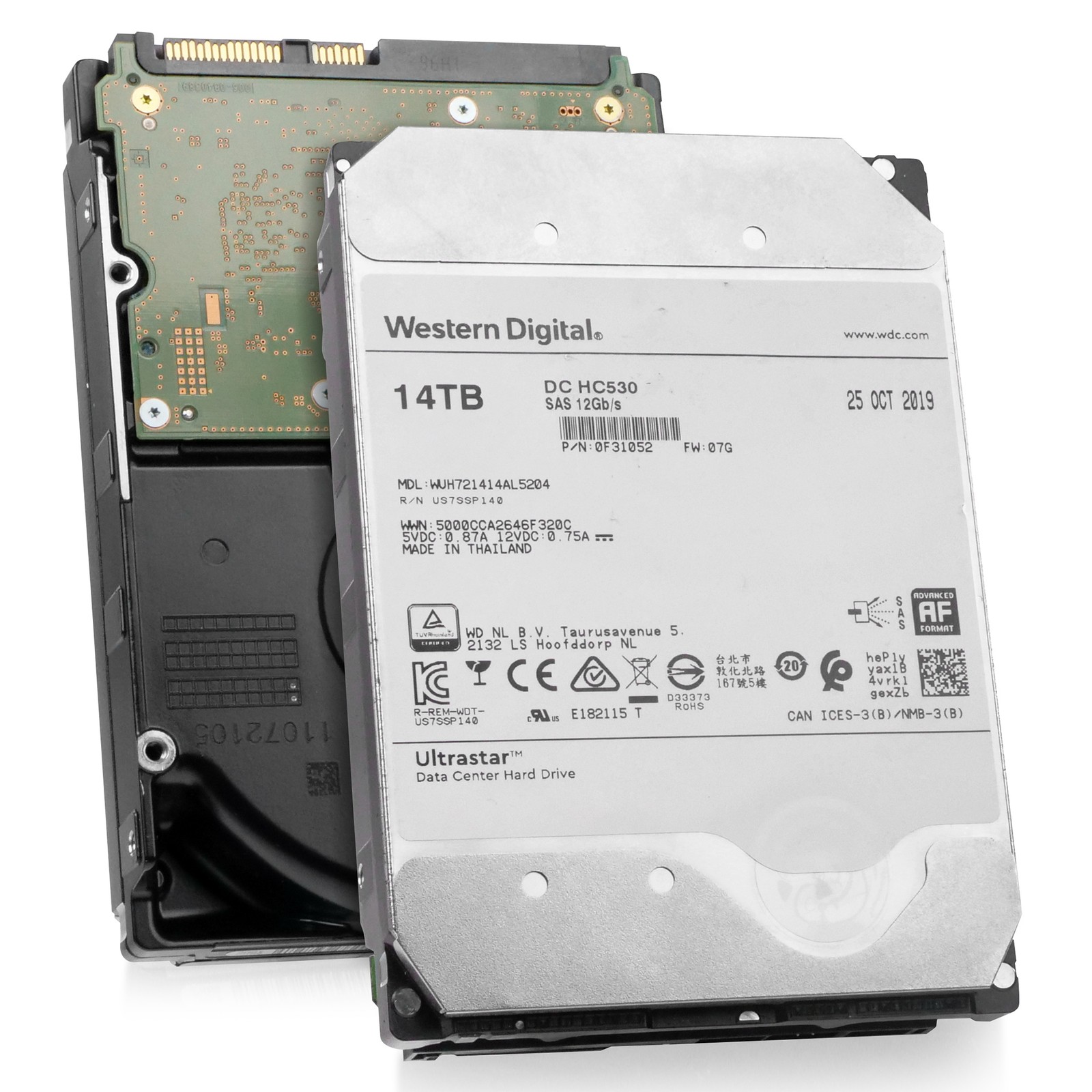 WD DC HC530 14TB WUH721414AL5204 0F31052 7.2K RPM SAS 12Gb/s 512e 3.5" HDD