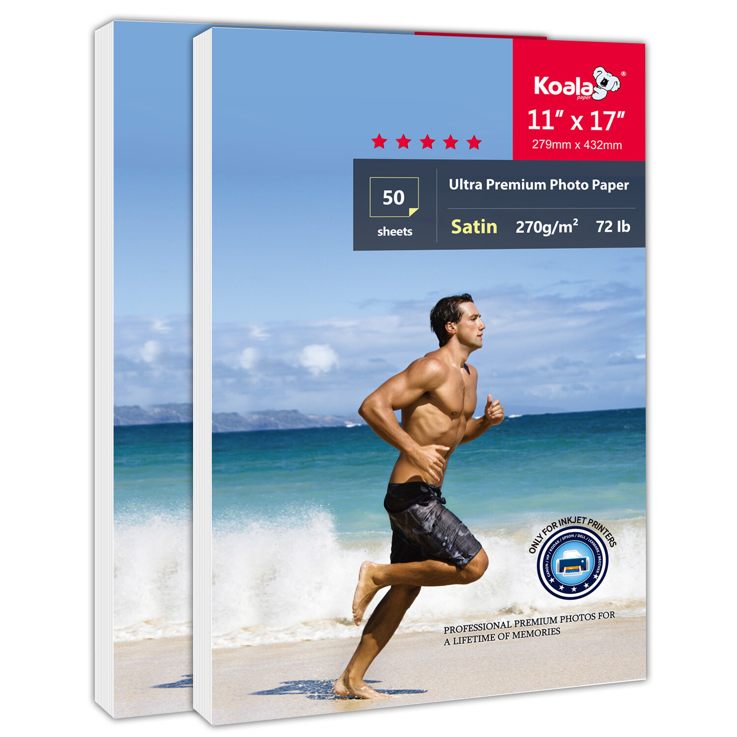 Koala Ultra Premium Photo Paper Satin 11x17 100 Sheet Semi-gloss Inkjet Printer 