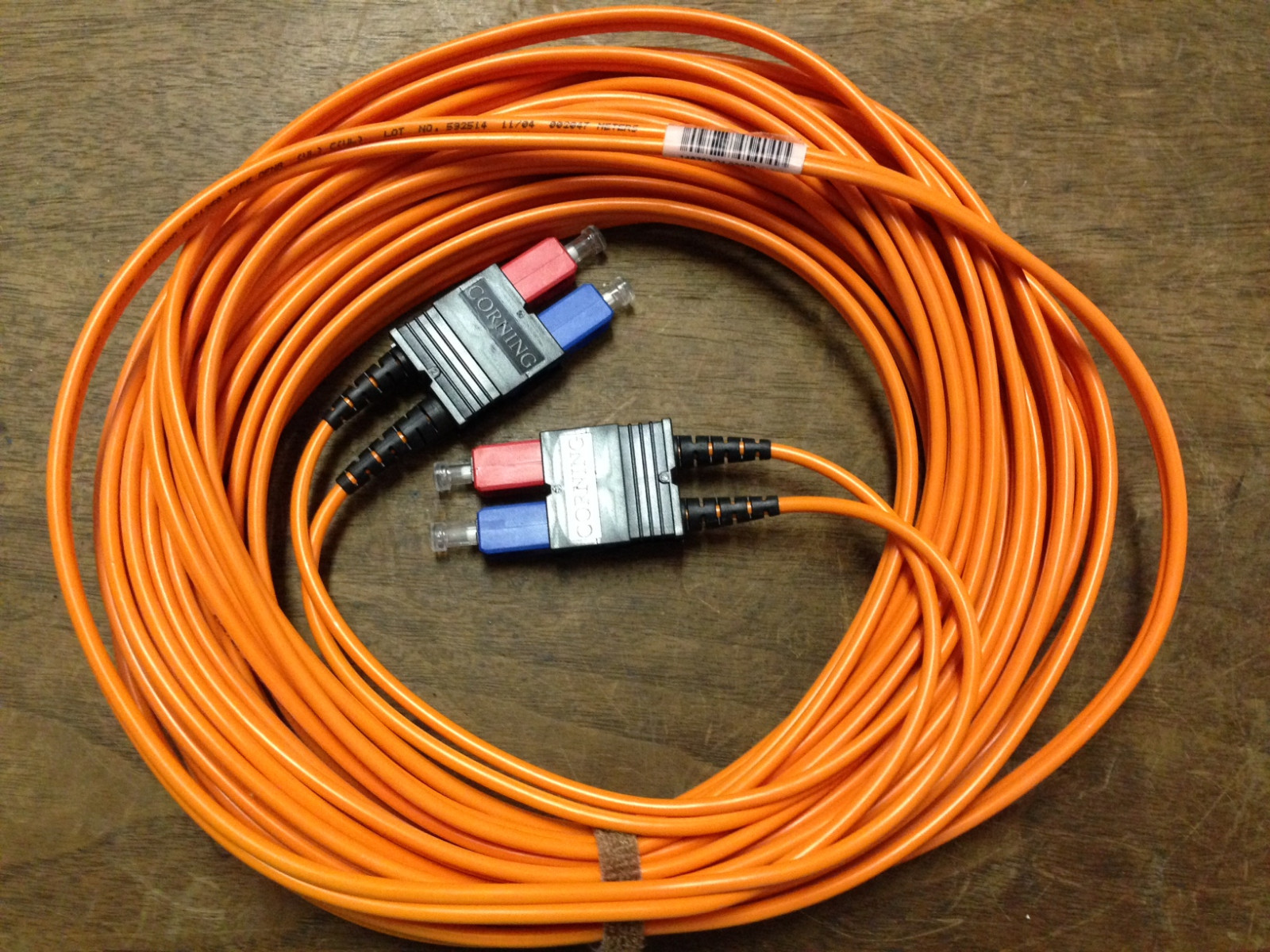 CORNING Fiber Optic Cable 10M SC-SC MULTIMODE DUPLEX 62.5/125 OFNR UL Rating NEW