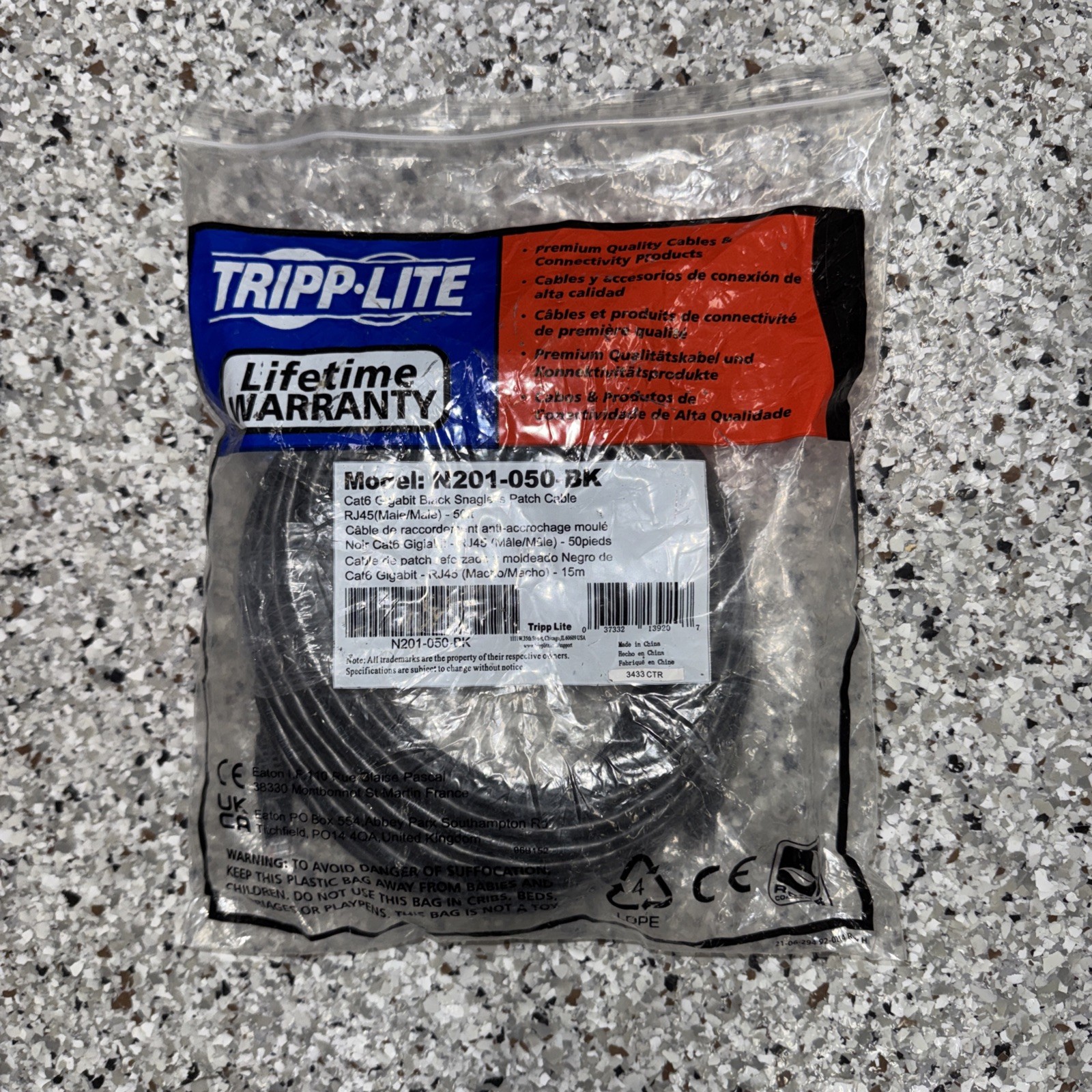 Tripp Lite Connectivity N201-050-BK 50ft CAT6 Patch Cable RJ45 M/M Black