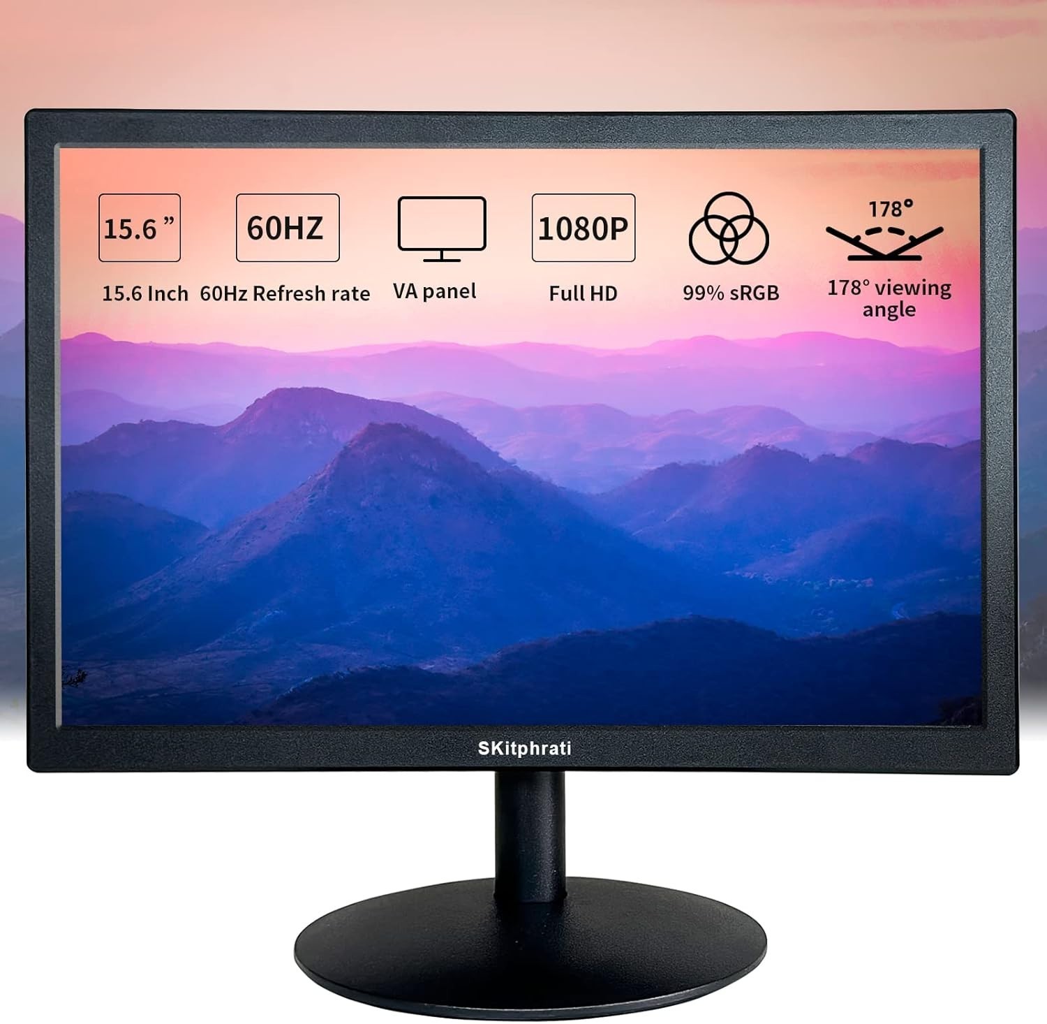SKitphrati 15.6 Inch Small PC Monitor FHD VA 1080P PC Desktop Display *READ*