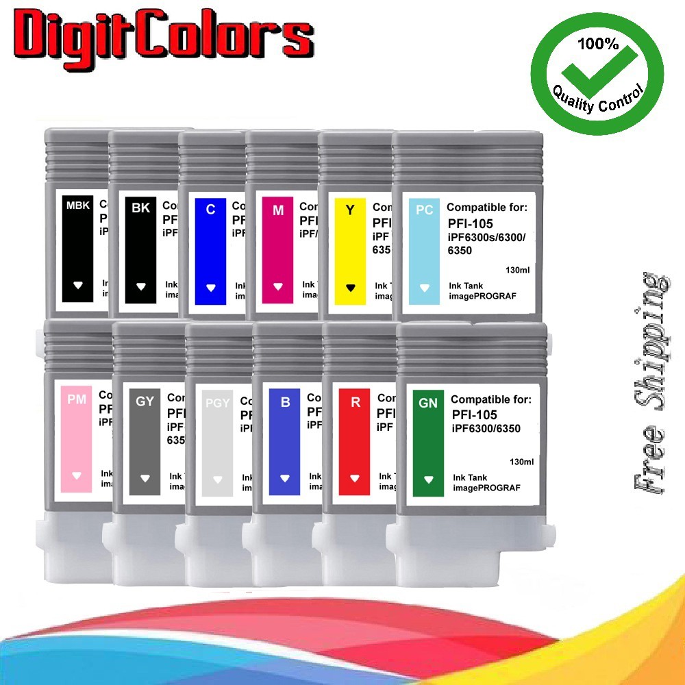 A Set of 12 PFI-105 Ink Tank Cartridge Fit Canon IPF6300s IPF6300 IPF6350