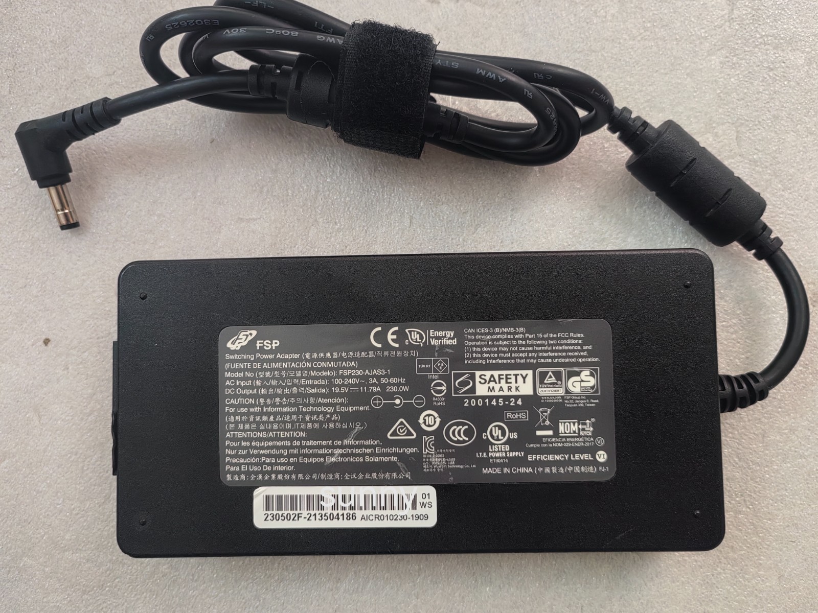 OEM FSP 19.5V 11.79A 230W FSP230-AJAS3-1 For XPG Xenia 15 Gaming Laptop Charger.