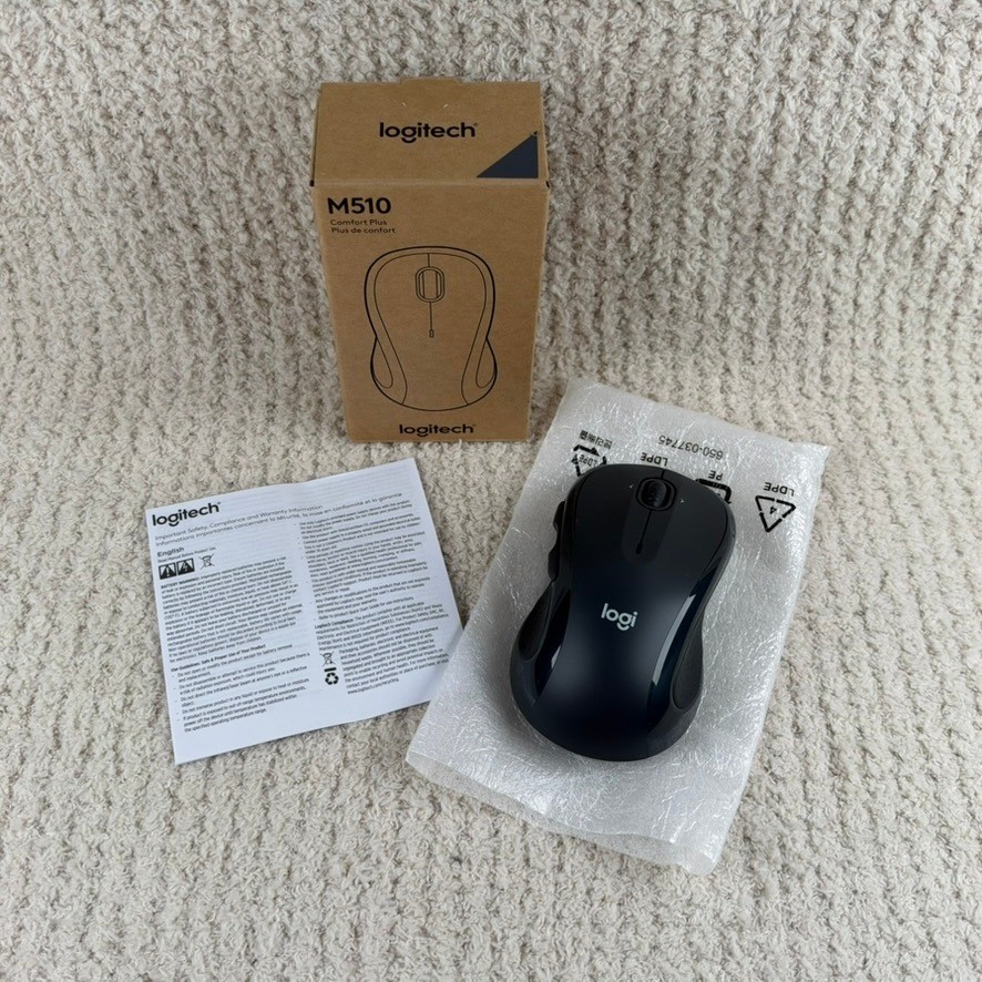 Logitech M510 Wireless Computer Mouse Comfort Plus Black USB Unifying Receiver