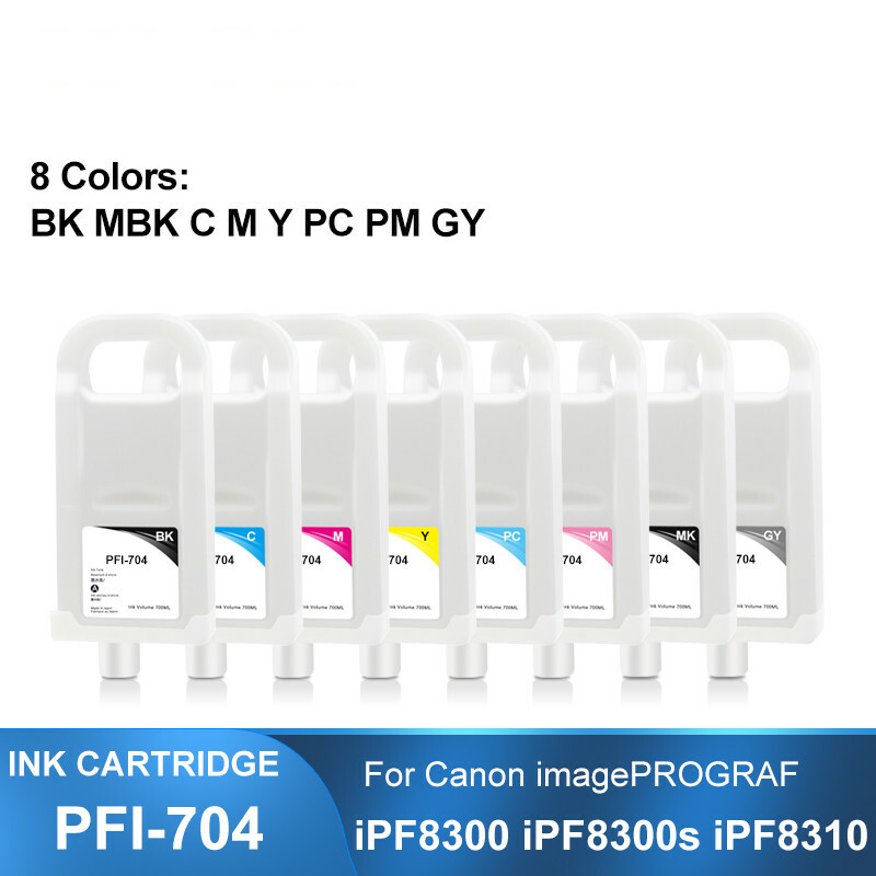 8Colors/Set PFI-704 Refillable Ink Cartridge For Canon iPF8300 iPF8300S iPF8310