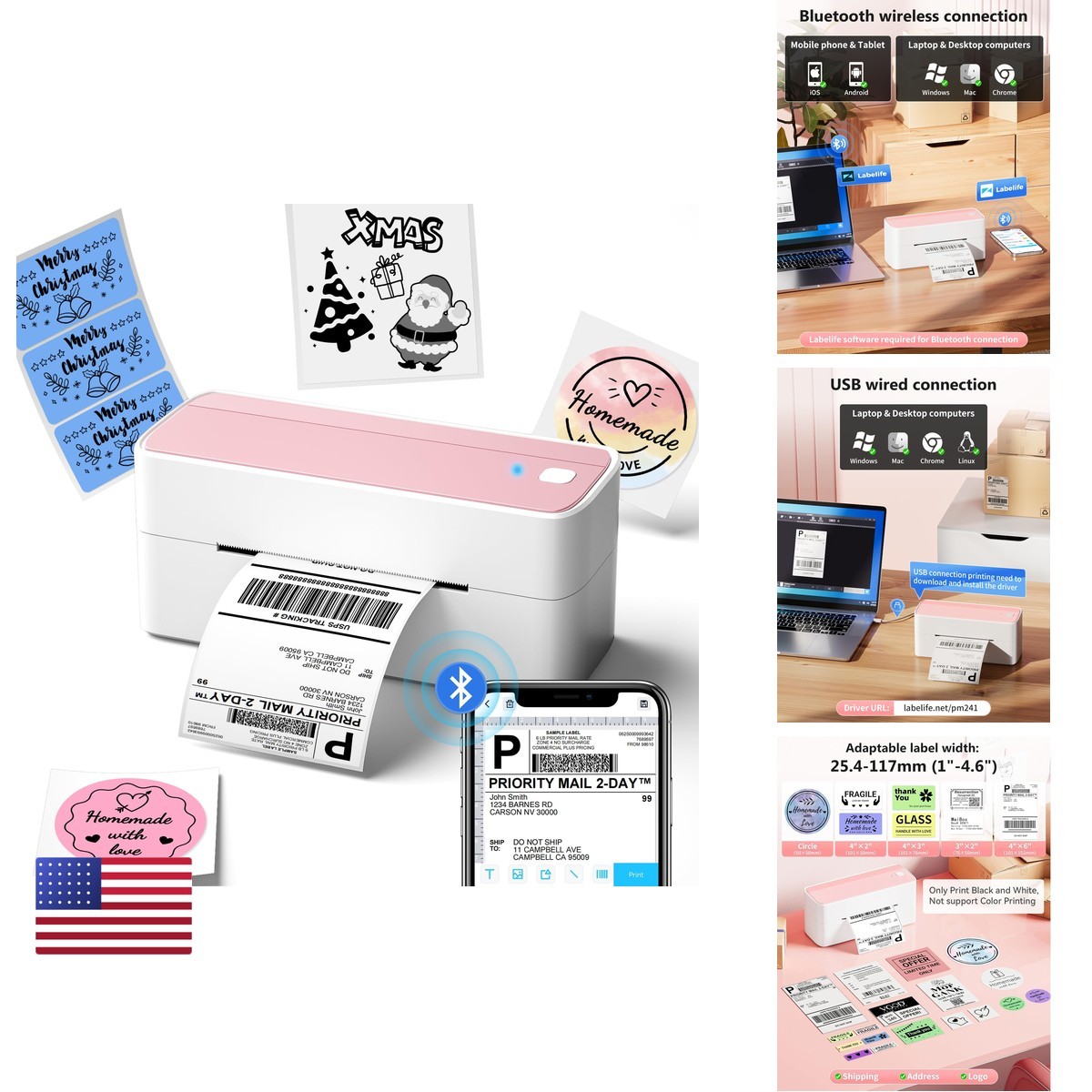 Phomemo 241BT Bluetooth Thermal 4X6 Shipping Label Printer