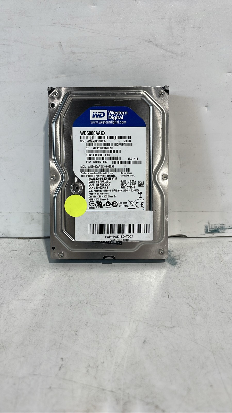 Western Digital Blue WD5000AAKX 500GB 7200RPM SATA 6Gb/s 3.5" HDD