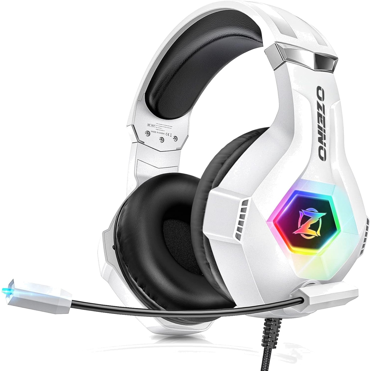 Universal Gaming Headset with Immersive Surround Sound & Comfortable Fit - White