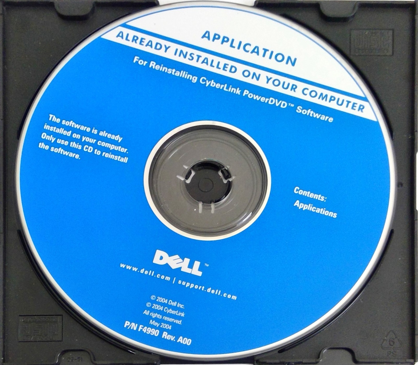 Dell Application For Reinstalling CyberLink Power DVD Software 2004 New w/key#