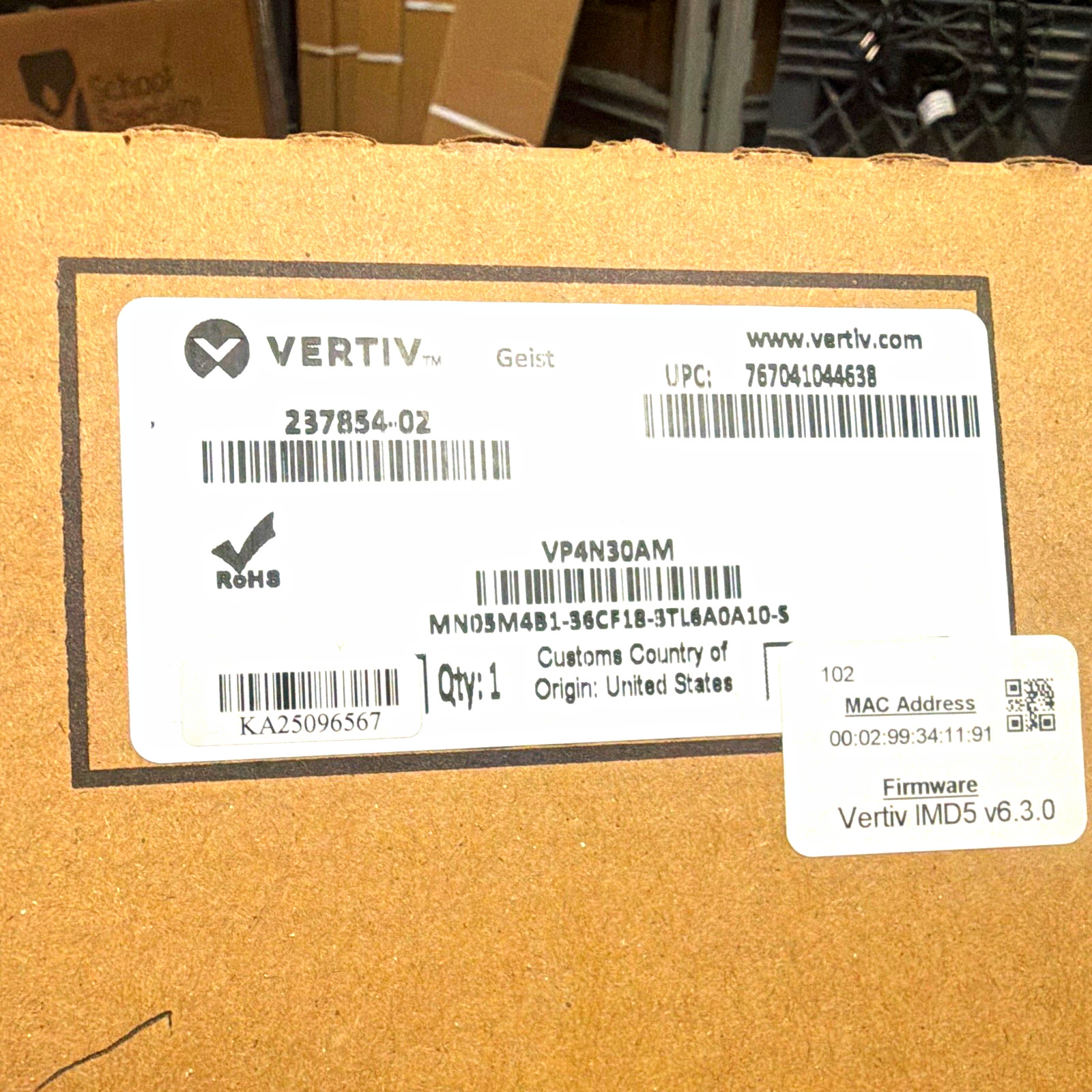 Vertiv Geist VP4N30AM Rackmount Remote Monitoring PDU 30 Outlets 30A (VP4N30AM)