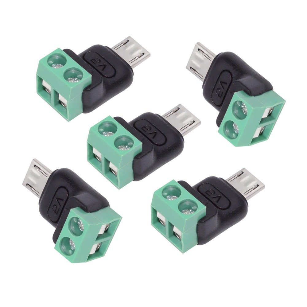 5pcs/set Micro USB 5Pin Male to 2Pin Terminal DIY OEM Solderless Connector DC 5V