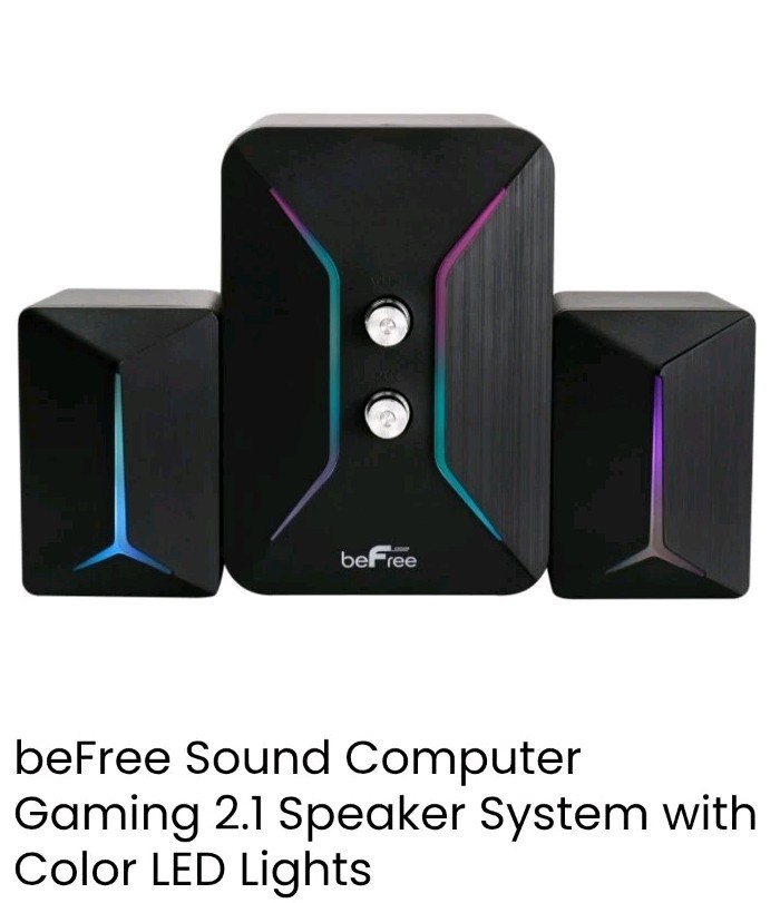 beFree Sound Computer Gaming 2.1 Speaker System with Color LED Lights