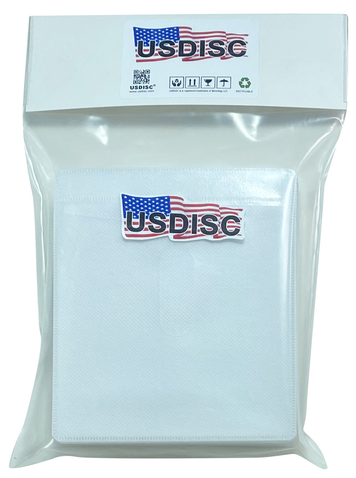 USDISC Plastic Sleeves, Double-sided 2 Disc (White) Lot