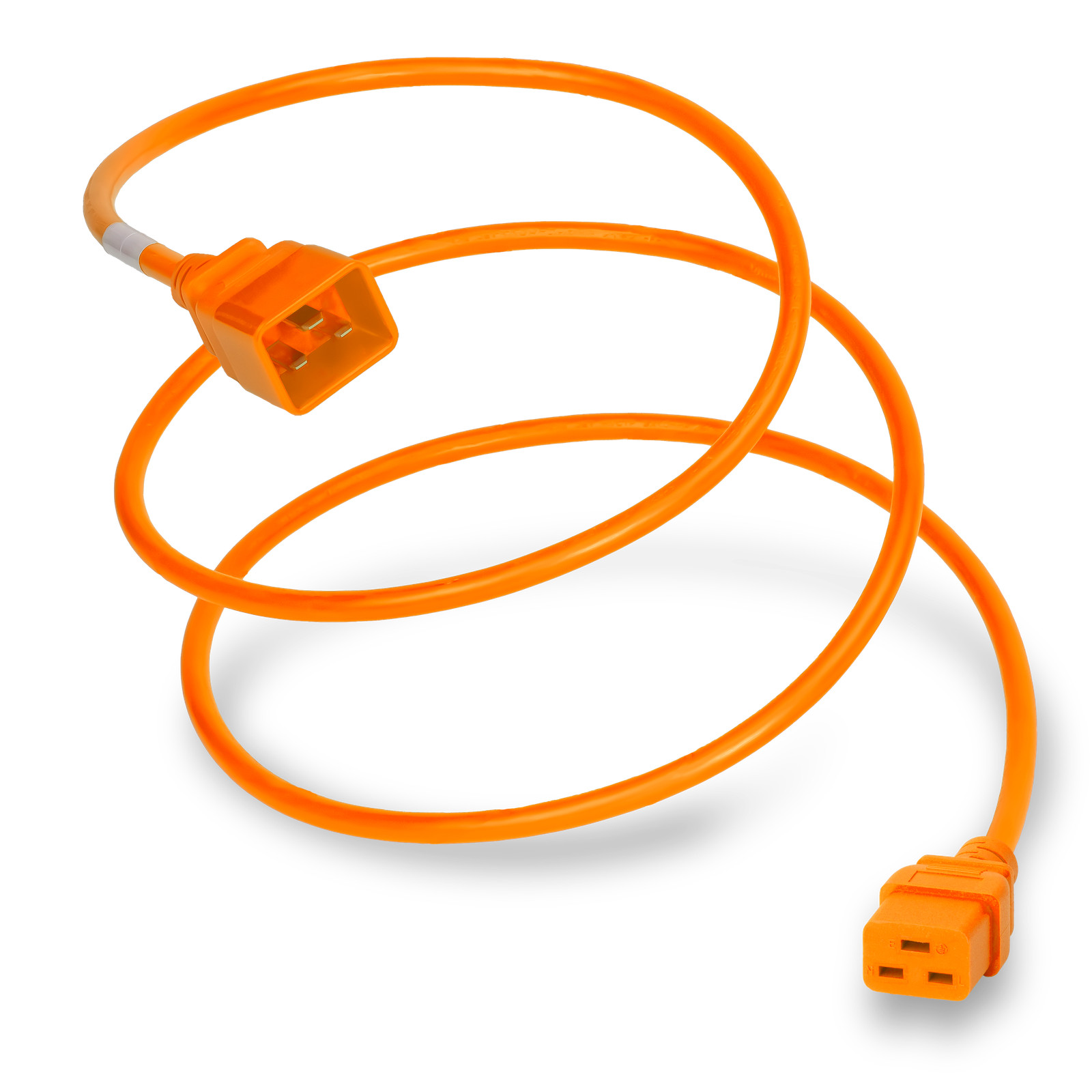 C19 C20 20A 250V 12/3 SJT Power Cord - Orange - 7ft