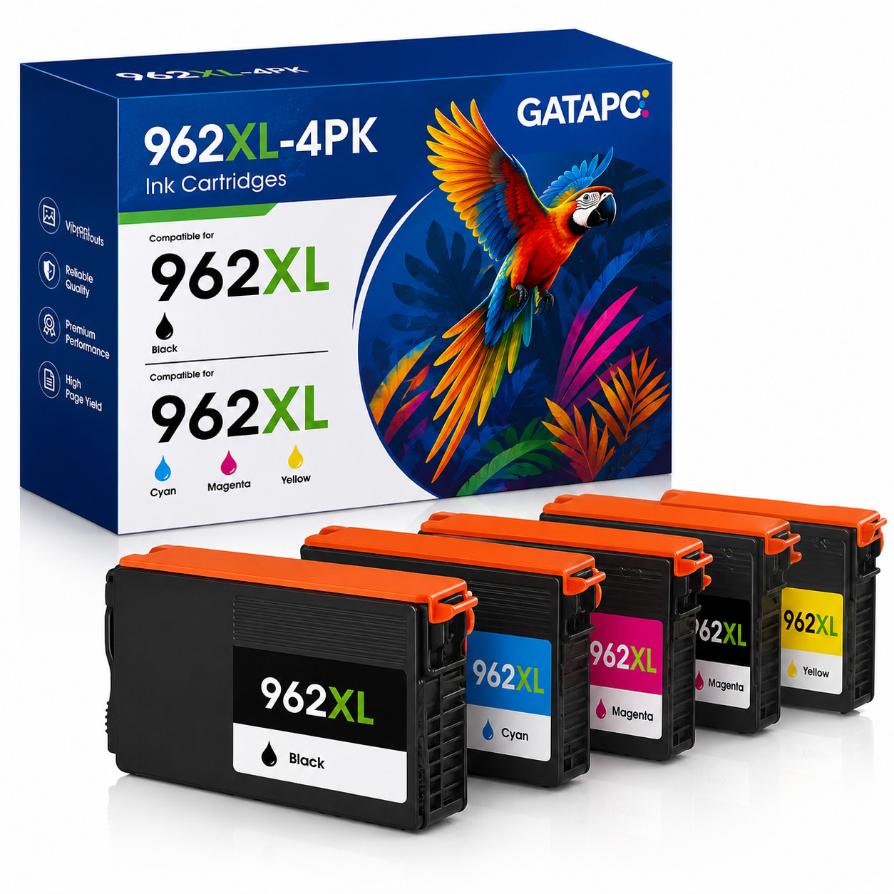 962XL-4PK  Ink Cartridges Compatible for  Office Jet Pro 9015 9018 9020 9025