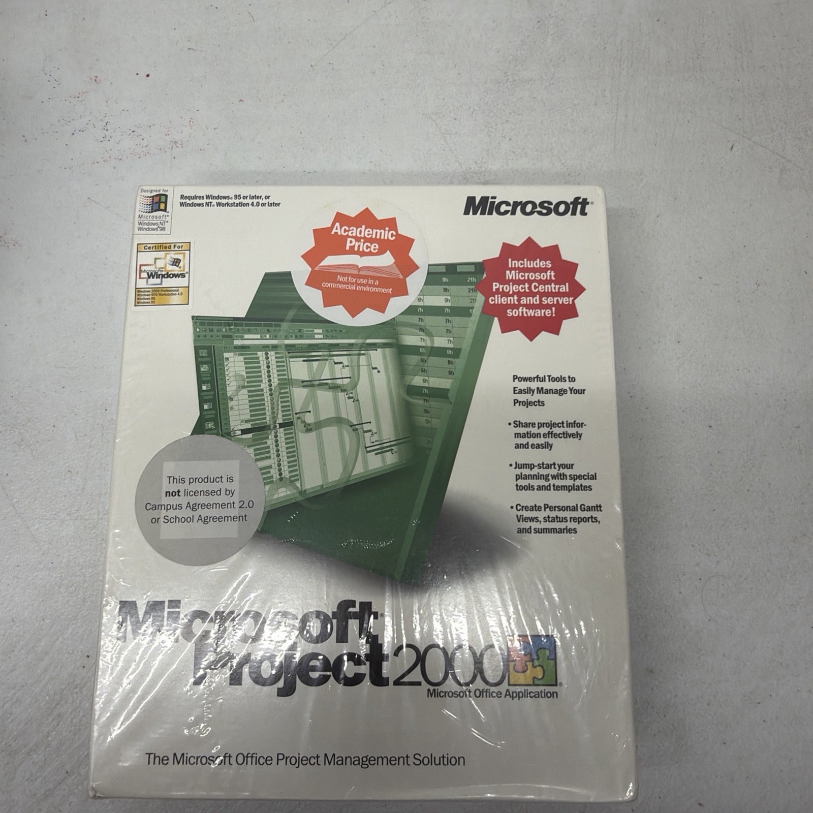Microsoft Project 2000 Software Complete Set In Box New Sealed.