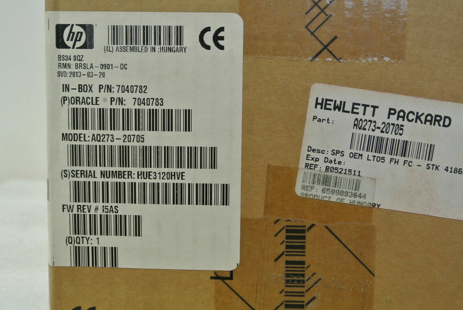 ORACLE 7040782 7040783 AQ273-20705 LTO5 8G FC TAPE DRIVE