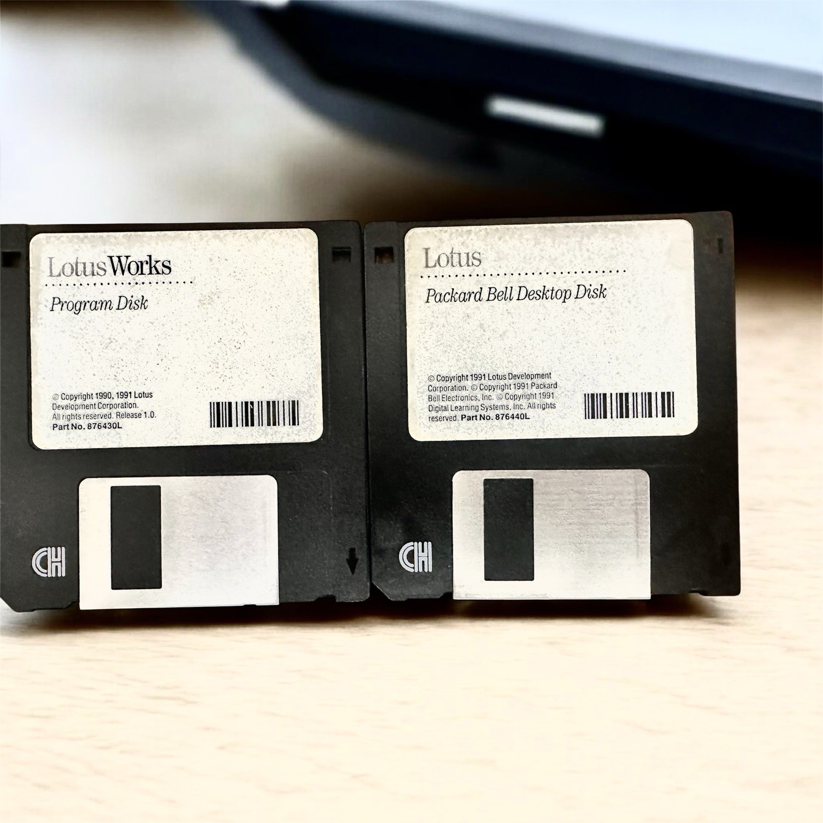 VTG 1991 Lotus Works Program 1.0  & Packard Bell Desktop Disk 3.5" Floppy Disk