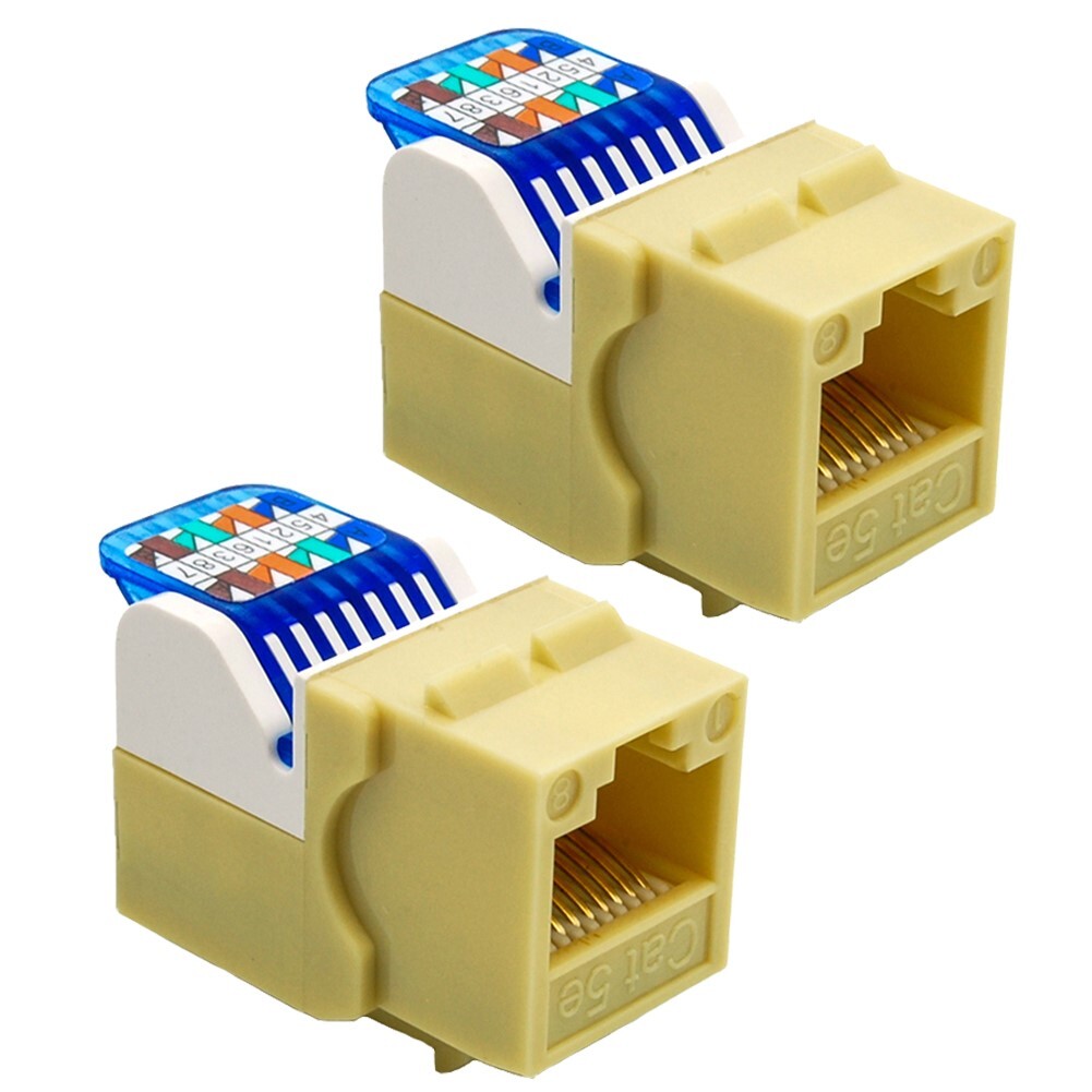 2x RJ45 Cat5E Keystone Jack Tool Less Snap-in Network LAN Ethernet 8P8C Ivory