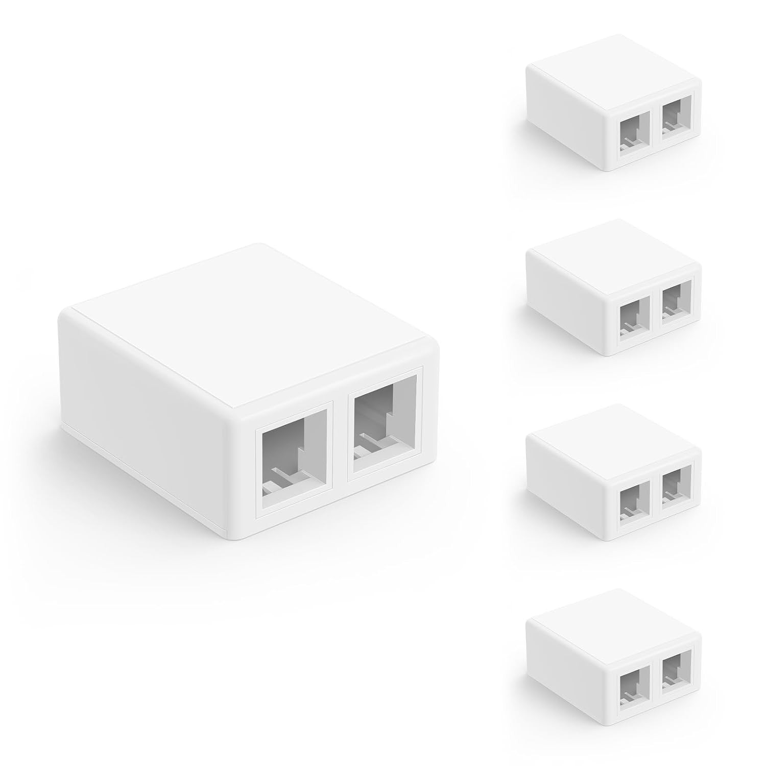 Cat6 RJ45 2-Port Surface Mount Box for Keystone Jacks Ethernet Network Jacks