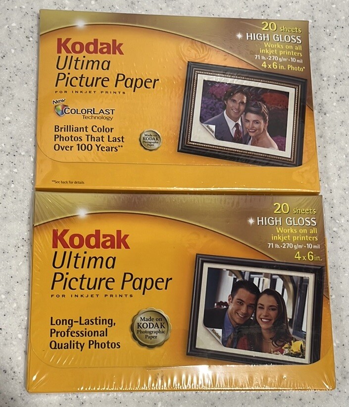 KODAK Ultima Picture Paper 4x6 Photos~High Gloss~2pkgs~40 Sheets Total~808 4931