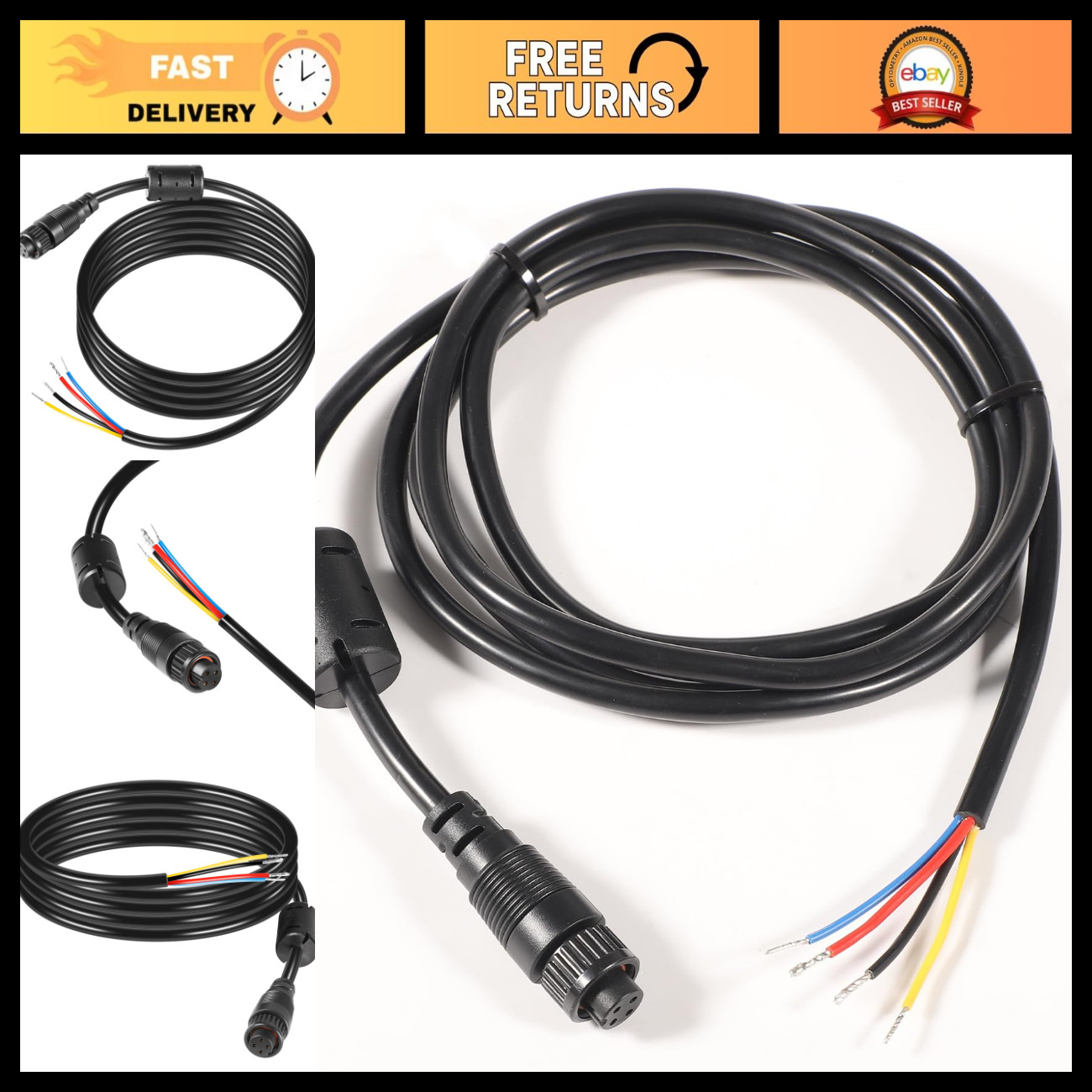 4-Pin Power Cable for Simrad NSE, NSS EVO1-3, LSS1, GO7-12 - 2m Bare Wire Replac