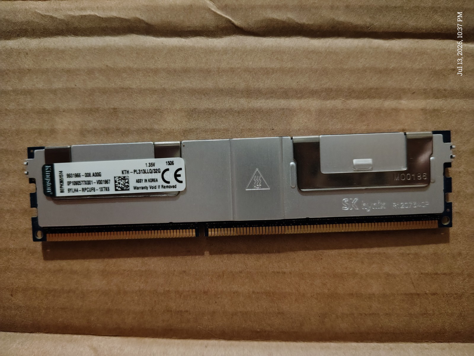 KINGSTON KTH-PL313LLQ/32G 32GB PC3L-10600L 4Rx4 LR MEMORY