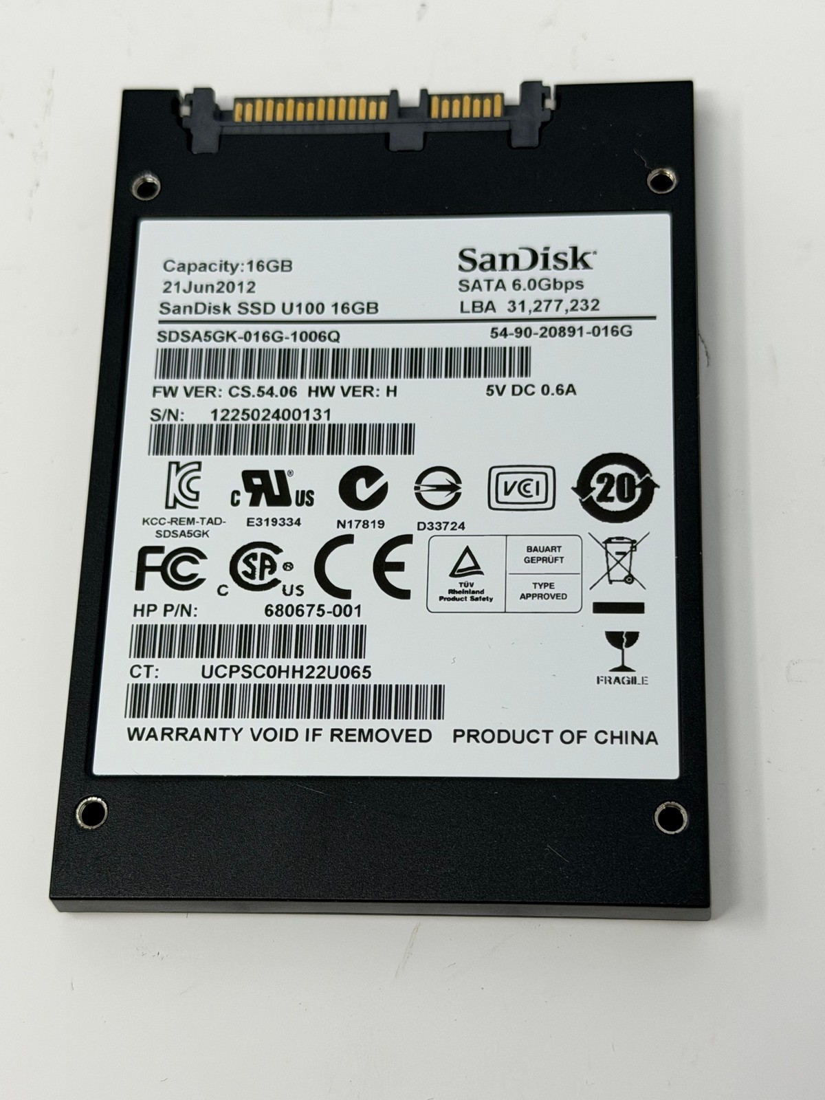Sandisk U100 16GB  16GB SSD Grade B