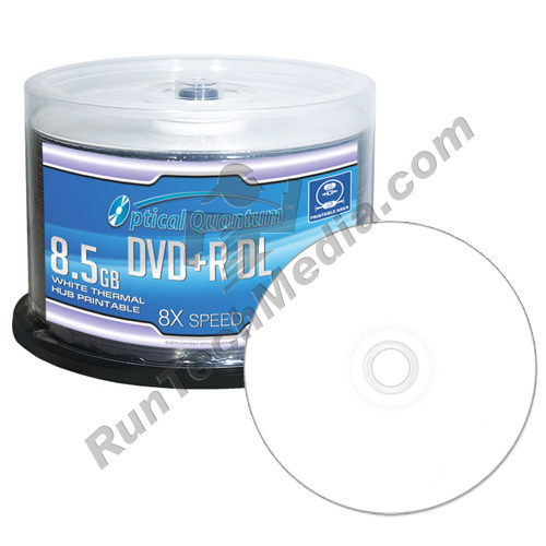 50 OQ 8x 8.5GB White Thermal Hub Printable DVD+R DL Double Layer OQDPRDL08WTP