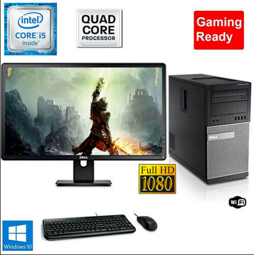 Gaming PC Desktop Computer DELL i5 8GB 128GB SSD+1TB R5-430 Win10 WIFI W/KB