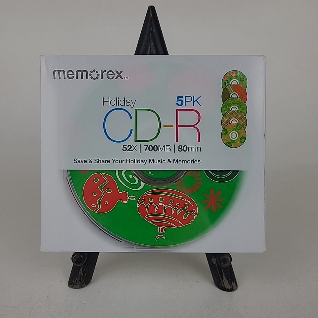 MEMOREX™ 5-Pack of CD-R Blanks w/ Cases & Holiday Designs New Sealed 700MB