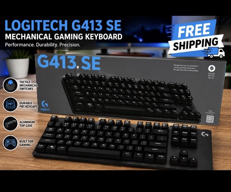 Logitech G413 TKL SE Mechanical Gaming Keyboard, Backlit, Anti-Ghosting - Black