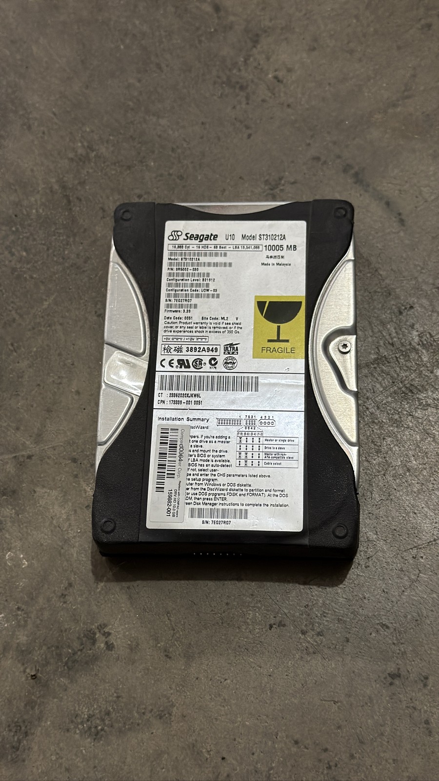 Seagate U10 ST310212A 10.2GB 3.5" IDE PATA Internal Hard Disk Drive