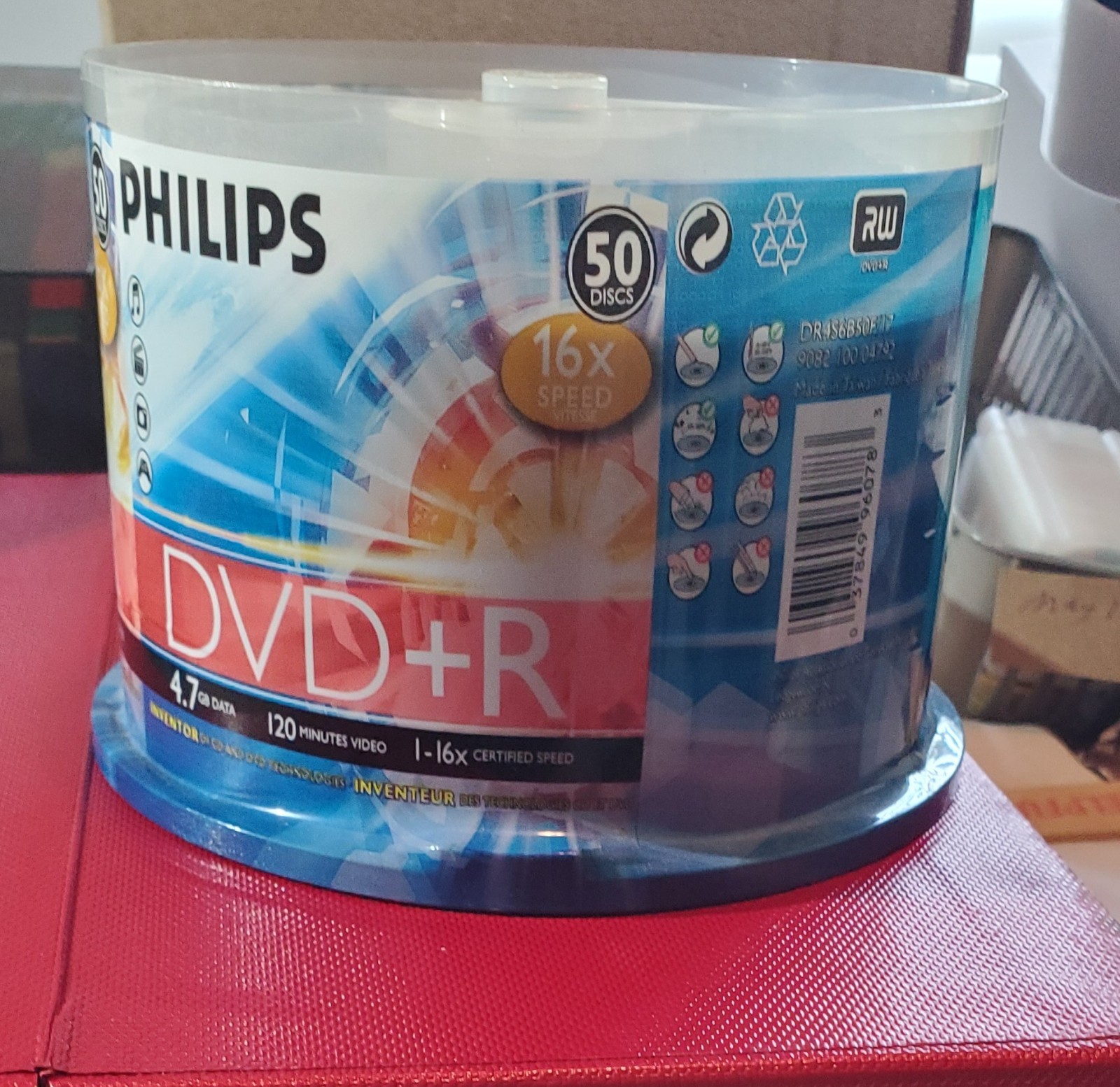Philips 50 Discs Blank DVD+R  4.7GB Data 120min Video 16X Speed NEW