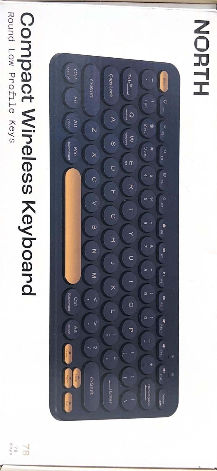 North Compact Round Key Wireless Keyboard - Navy