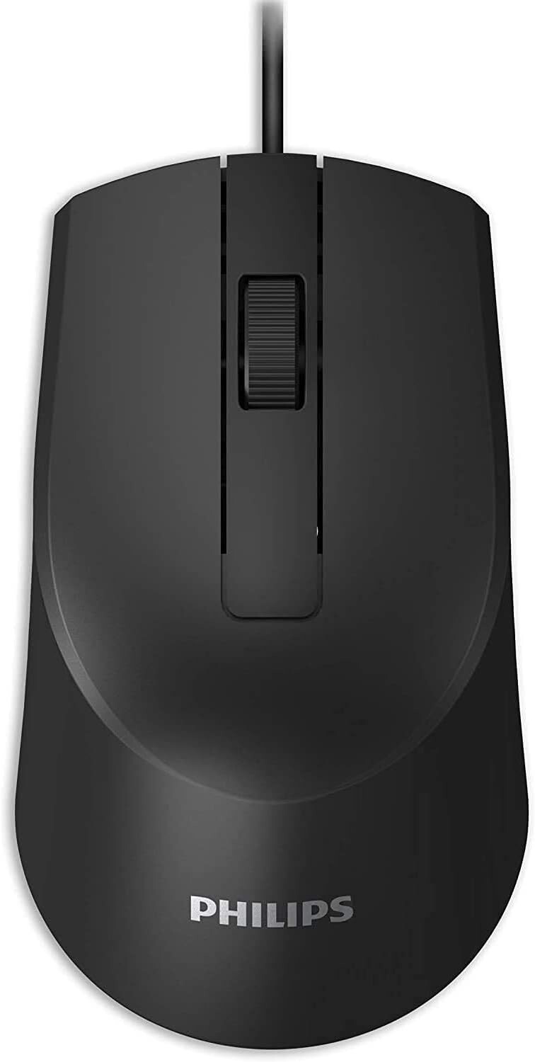PHILIPS USB Wired Mouse High-Performance 3-Button Optical LED Sensor. Palm-Grip