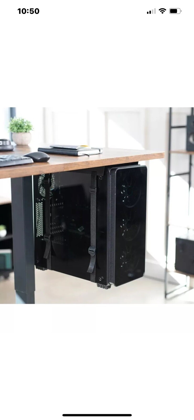 VIVO Black Under-Desk PC Adjustable Strap Mount-Computer Case Holder MOUNT-PC02S