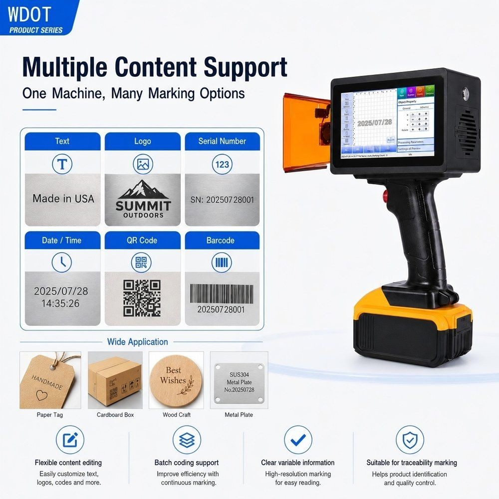 10W Portable Fiber Laser Engraver Metal Storage Rack Code Etching