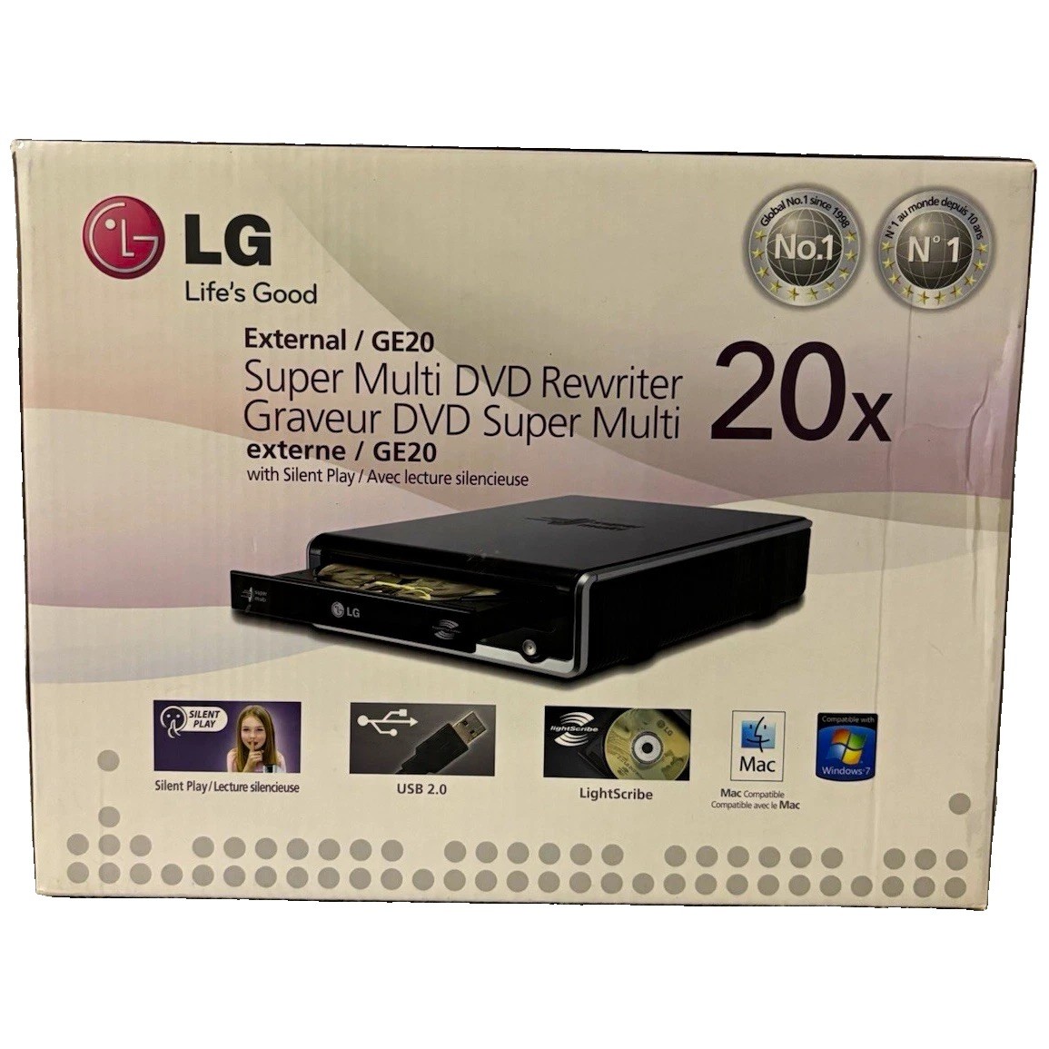 LG GE20 Super Multi External DVD/CD Rewriter 20x USB 2.0 LightScribe Tested
