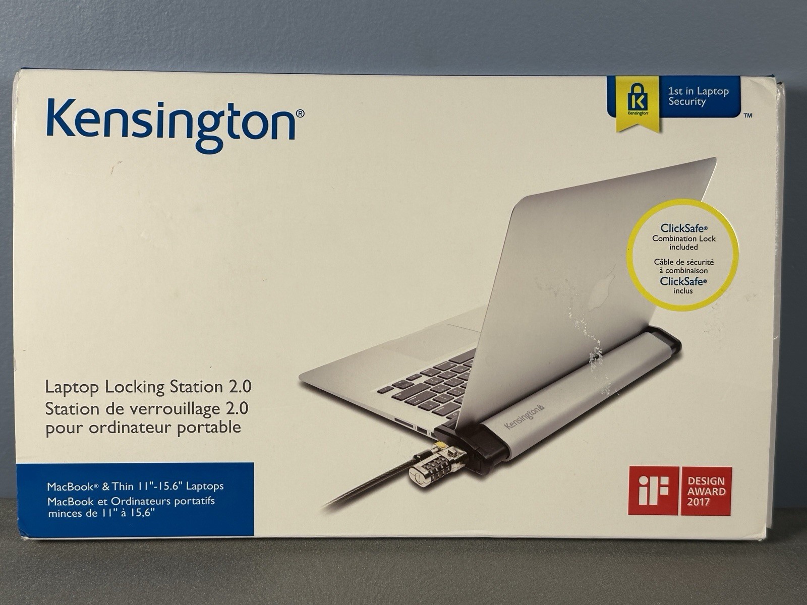 Kensington MacBook and Thin Laptop Locking Station 2.0 w/ Combo Lock Cable